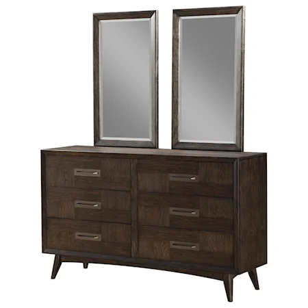 6 Drawer Dresser and Double Mirror Combo
